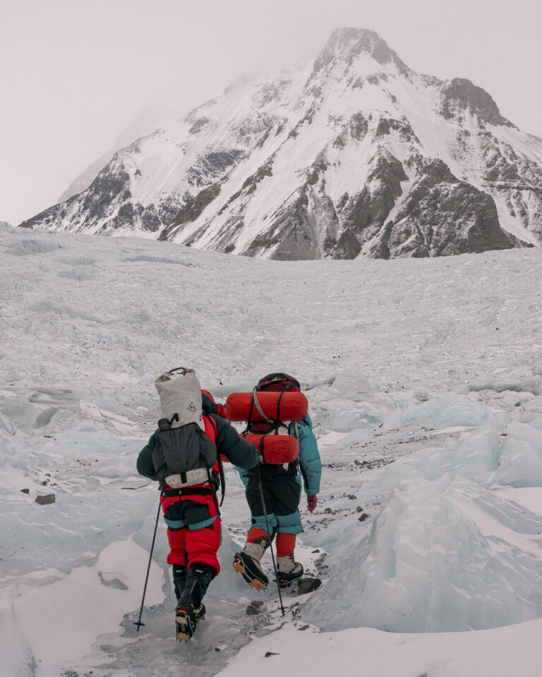 Climbers departing K2 basecamp toward the summit on February 2, 2021