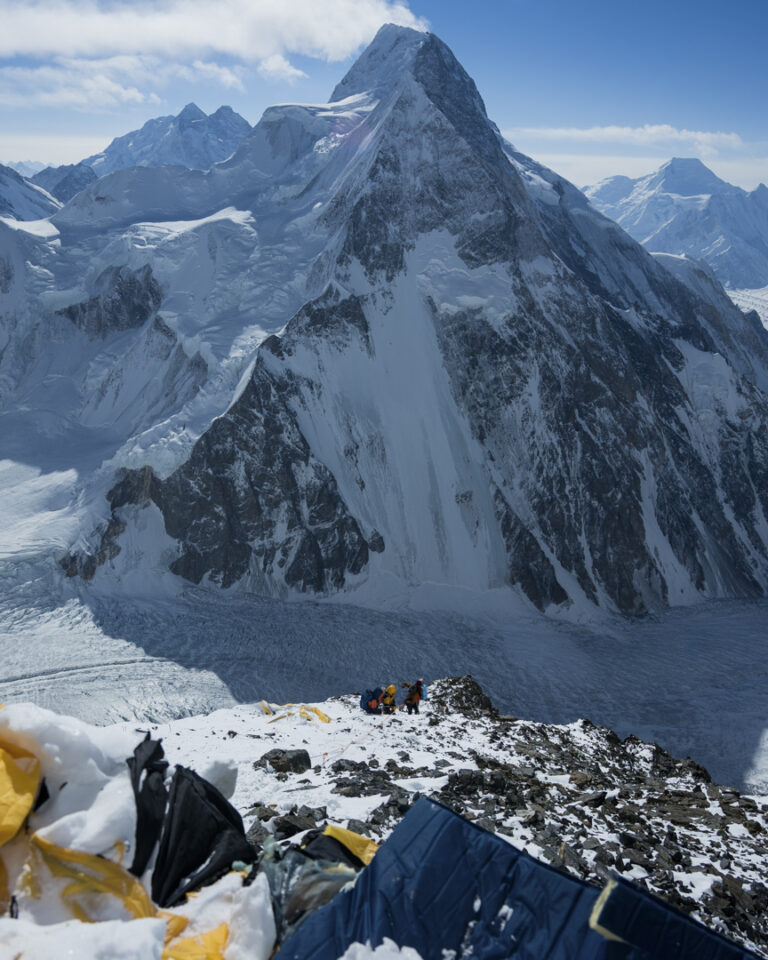 Climbers descending K2 on February 5, 2021