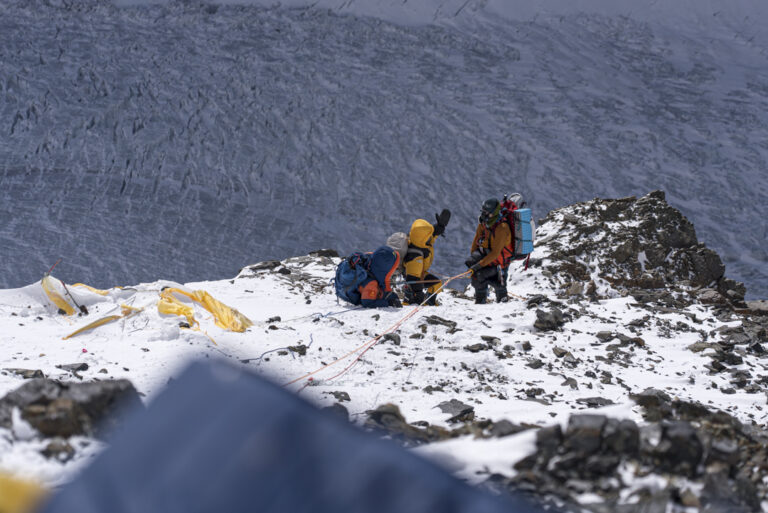 Medium shot of Colin O’Brady on winter K2