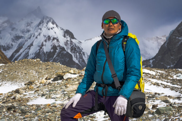 Medium shot of PK Sherpa near K2 basecamp